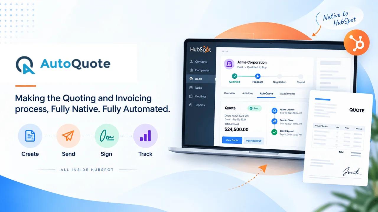AutoQuote quote and invoice list with real-time status badges for Accepted, Sent, Viewed, and Draft