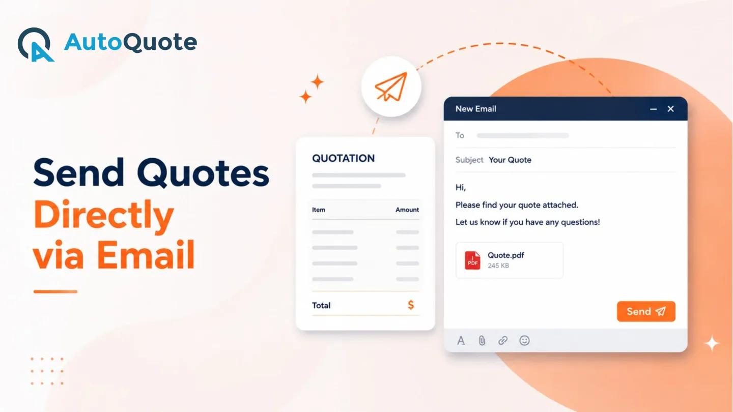A quote PDF being attached and sent directly from a new email compose window